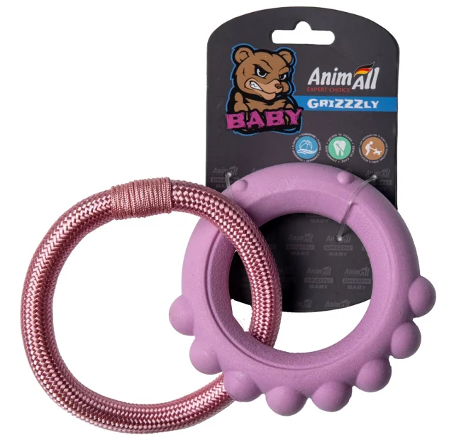 Іграшка AnimAll GrizZzly Baby, восьминіг з канатом, рожева лаванда, 13.5×12.8×2.6 см