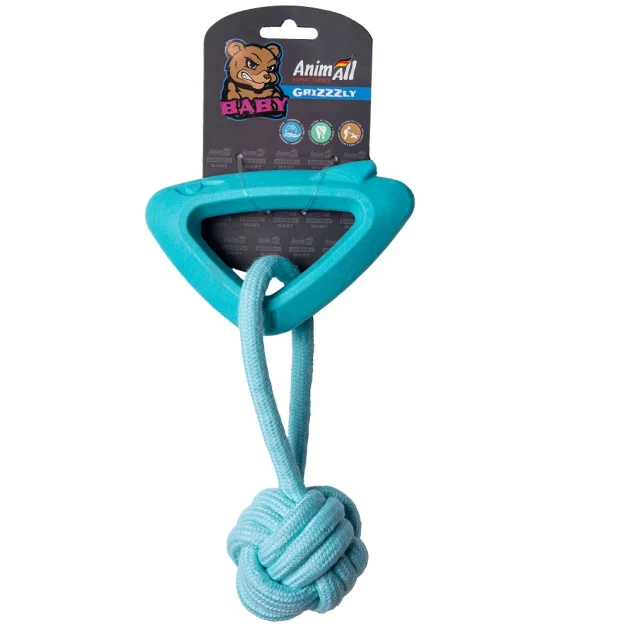 Игрушка AnimAll GrizZzly Baby, акула с канатом, мятная, 15.8×10.2×2.8 см
