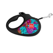 Повідець-рулетка Waudog R-leash для собак, малюнок "Літо", світловідбиваюча стрічка чорний, L, 50 кг, 5 м