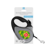 Повідець-рулетка Waudog R-leash для собак, малюнок "Авока", світловідбиваюча стрічка, чорний, M, 25 кг, 5 м