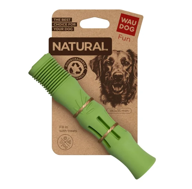 Игрушка Waudog Fun Natural для собак, Палка, биоразлагаемая резина, 18 см, зеленая