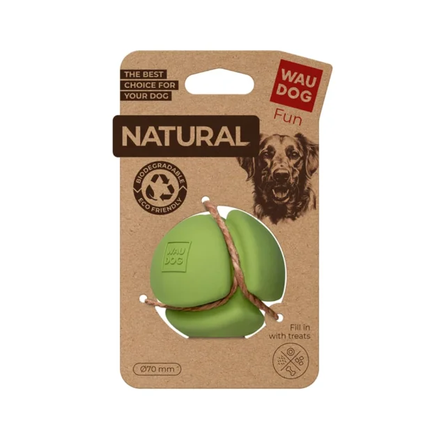Игрушка Waudog Fun Natural для собак, Мяч, биоразлагаемая резина, 7 см, зеленая