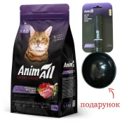 Сухий корм AnimAll для дорослих котів, зі свіжою індичкою та качкою, 1.5 кг