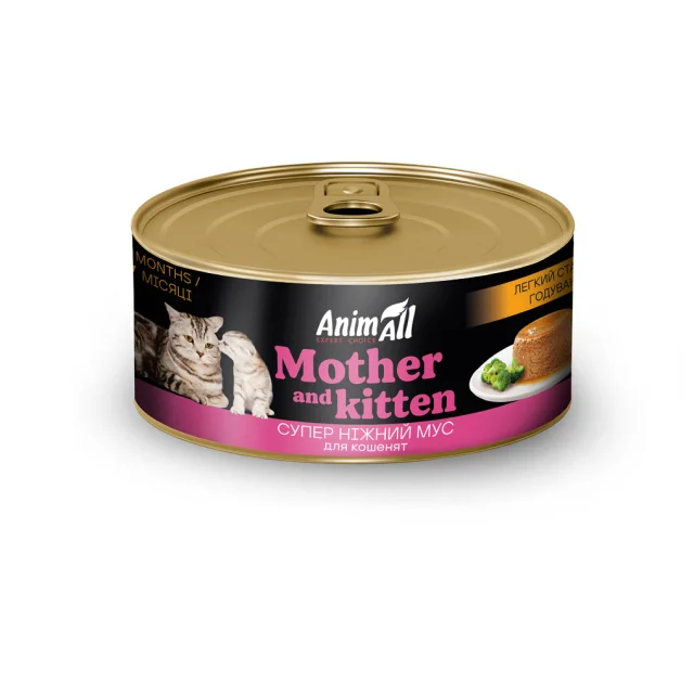 Влажный корм AnimAll легкий старт кормления, для кошек и котят, мусс, 85г