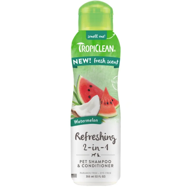 Шампунь TropiClean Refreshing 2-in-1 Watermelon для собак та котів, з ароматом кавуна, 355 мл