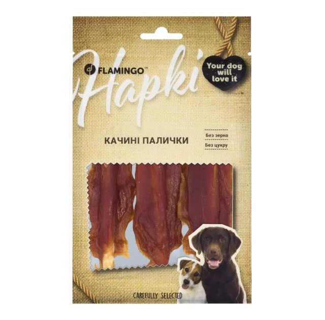Ласощі Flamingo для собак, качині палички, 75 г