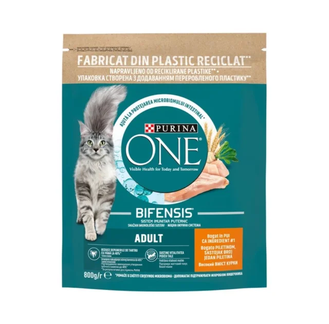 Сухой корм Purina One Adult Bifensis для взрослых кошек, с курицей, 800 г