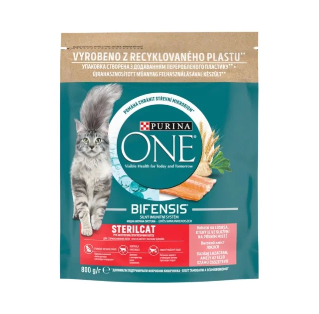 Сухий корм Purina One Sterilcat для дорослих стерилізованих котів, з лососем та пщеницею, 800 г