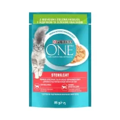 Вологий корм Purina One Sterilcat для дорослих котів, з індчикою та зеленою квасолею у соусі, 85 г