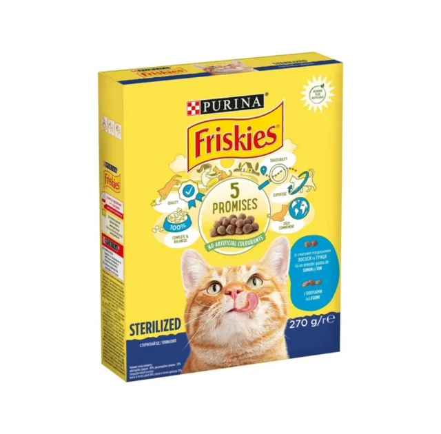 Сухий корм Purina Friskies Sterilised для стерилізованих котів, з лососем та овочами, 270 г