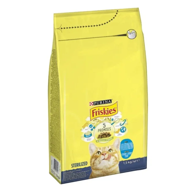 Сухой корм Purina Friskies Sterilised для стерилизованных кошек, с лососем и овощами, 1.5 кг
