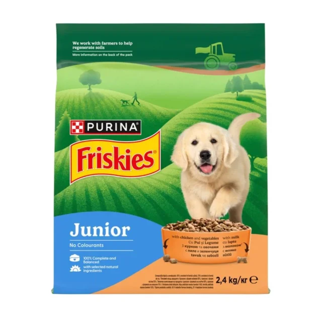 Сухой корм Purina Friskies Junior для щенков, с курицей, овощами и молоком 2.4 кг