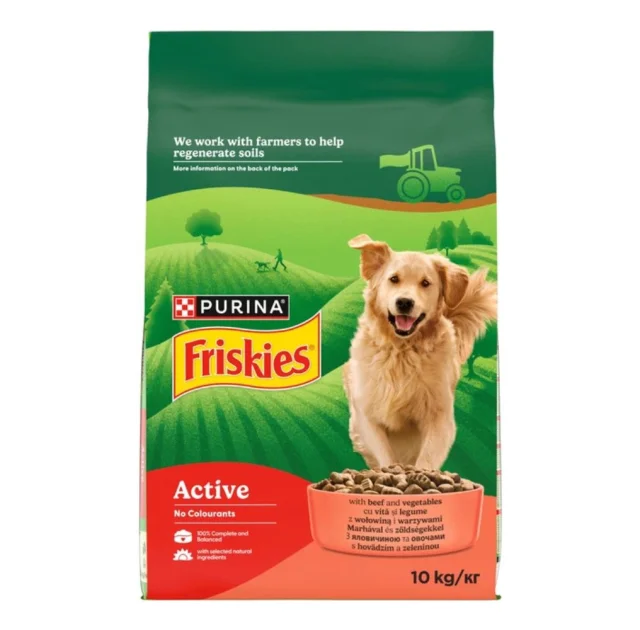 Сухой корм Purina Friskies Active для взрослых активных собак, с говядиной, 10 кг