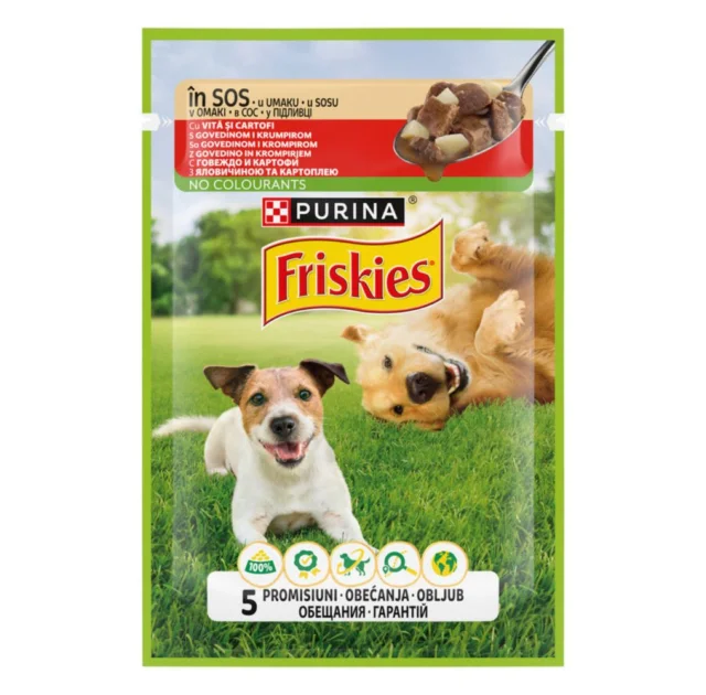 Влажный корм Purina Friskies для взрослых собак, с говядиной и картофелем в подливке, 85 г