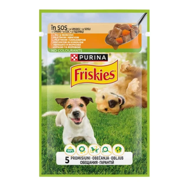 Влажный корм Purina Friskies для взрослых собак, с курицей и морковью в подливке, 85 г