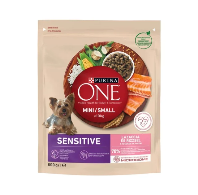 Сухий корм Purina One Mini & Small Sensitive для собак дрібних порід, з лососем та рисом, 800 г