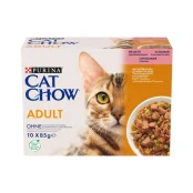 Влажный корм Purina Cat Chow для взрослых кошек, с лососем и зеленой фасолью, 10 × 85 г