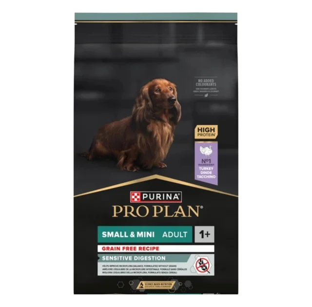 Беззерновой сухой корм Purina Pro Plan Small & Mini Sensitive для взрослых собак мелких пород с чувствительным пищеварением, с индейкой, 7 кг