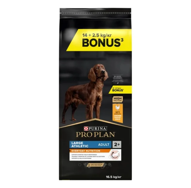Сухий корм Purina Pro Plan Large Athletic Adult для дорослих собак великих порід з атлетичною статурою, з куркою, 14 кг + 2.5 кг
