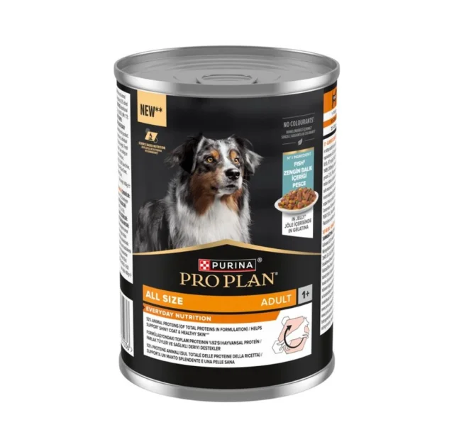Вологий корм Purina Pro Plan Adult для дорослих собак, з рибою, шматочки в желе, 400 г