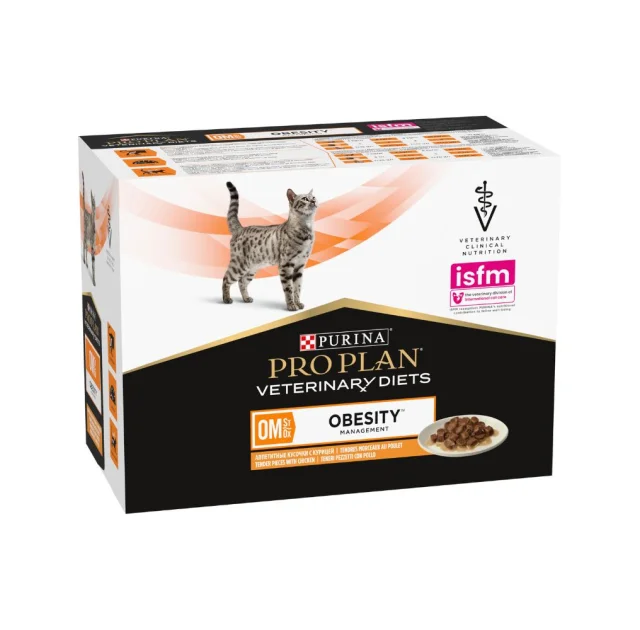 Влажный корм Purina Pro Plan VD OM для взрослых кошек, для снижения избыточной массы тела, с курицей, 10 × 85 г