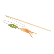 Іграшка WAUCAT Fun Natural для котів, дражнилка з рибкою, дерево, пресована котяча м’ята, перо, джутова мотузка, 60 см