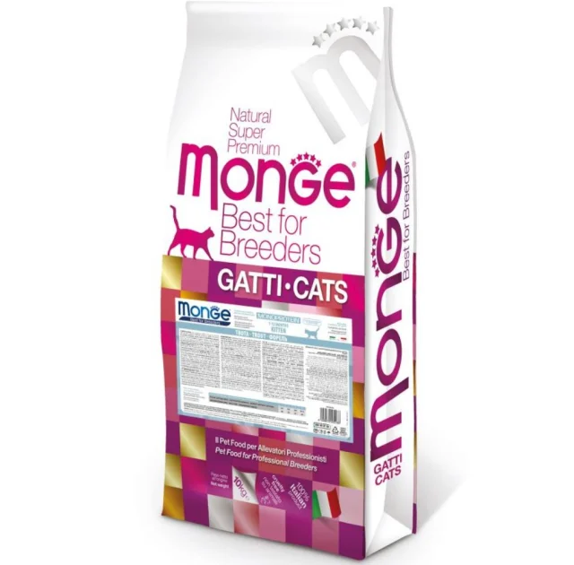Сухой корм Monge Cat Kitten для котят, с форелью, 10 кг