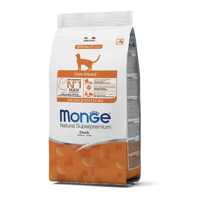 Сухой корм Monge Cat Sterilised для стерилизованных кошек, с уткой, 5 кг