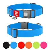 Ошейник WAUDOG Waterproof для собак, водостойкий, с QR адресником, пластиковый фастекс, голубой, XXL, 4 см, 46–70 см