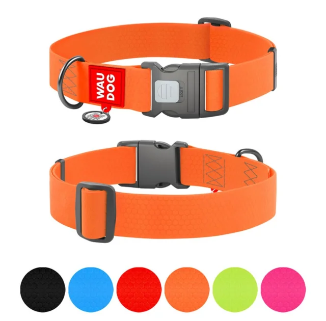 Ошейник WAUDOG Waterproof для собак, водостойкий, с QR адресником, пластиковый фастекс, оранжевый, XXL, 4 см, 46–70 см