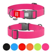 Ошейник WAUDOG Waterproof для собак, водостойкий, с QR адресником, пластиковый фастекс, розовый, XXL, 4 см, 46–70 см