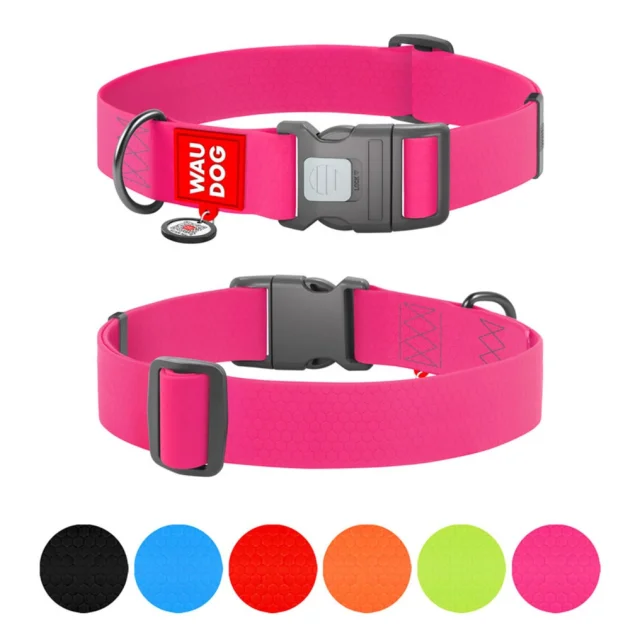 Ошейник WAUDOG Waterproof для собак, водостойкий, с QR адресником, пластиковый фастекс, розовый, XXL, 4 см, 46–70 см