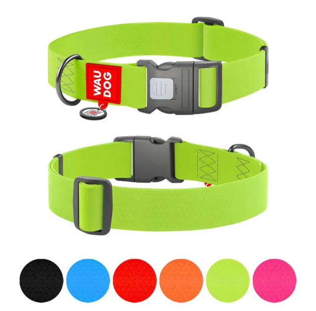 Ошейник WAUDOG Waterproof для собак, водостойкий, с QR адресником, пластиковый фастекс, салатовый, XXL, 4 см, 46–70 см