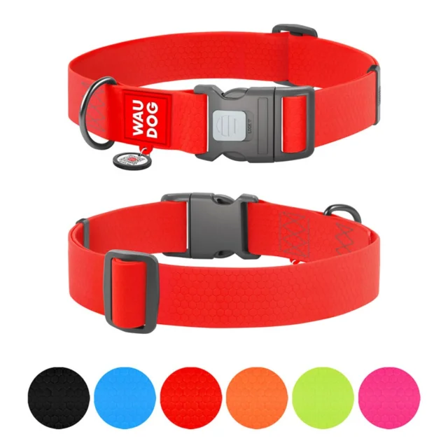 Ошейник WAUDOG Waterproof для собак, водостойкий, с QR адресником, пластиковый фастекс, красный, XXL, 4 см, 46–70 см