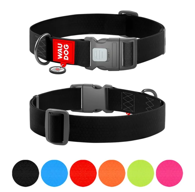 Ошейник WAUDOG Waterproof для собак, водостойкий, с QR адресником, пластиковый фастекс, черный, XXL, 4 см, 46–70 см