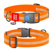 Ошейник WAUDOG Waterproof для собак, водостойкий, с QR адресником, светоотражающий, пластиковый фастекс, оранжевый, XXL, 4 см, 46–70 см