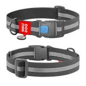 Ошейник WAUDOG Waterproof для собак, водостойкий, с QR адресником, светоотражающий, пластиковый фастекс, серый, XXL, 4 см, 46–70 см