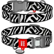 Ошейник WAUDOG Nylon для собак, с QR адресником, рисунок "Зебра", пластиковый фастекс, S, 1.5 см, 25–35 см