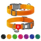 Ошейник WAUDOG Nylon Mono для собак, с QR паспортом, светоотражающий, пластиковый фастекс, оранжевый, L, 2.5 см, 33–49 см