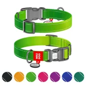 Ошейник WAUDOG Nylon Mono для собак, с QR паспортом, светоотражающий, пластиковый фастекс, салатовый, L, 2.5 см, 33–49 см