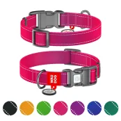 Ошейник WAUDOG Nylon Mono для собак, с QR паспортом, светоотражающий, пластиковый фастекс, розовый, M, 2 см, 28–40 см
