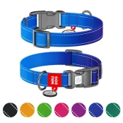 Ошейник WAUDOG Nylon Mono для собак, с QR паспортом, светоотражающий, пластиковый фастекс, синий, S, 1.5 см, 25–35 см