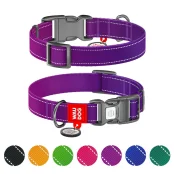 Ошейник WAUDOG Nylon Mono для собак, с QR паспортом, светоотражающий, пластиковый фастекс, фиолетовый, XL, 2.5 см, 37–58 см