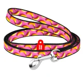 Повідeць WAUDOG Nylon для котів та дрібних порід собак, малюнок "Банани на рожевому", XS, 1 см, 1.22 м