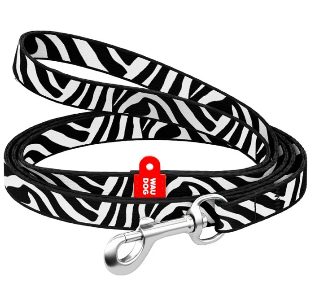 Поводок WAUDOG Nylon для кошек и мелких пород собак, рисунок "Зебра", XS, 1 см, 1.22 м