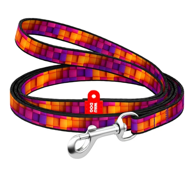 Поводок WAUDOG Nylon для кошек и мелких пород собак, рисунок "Кубы 3D", XS, 1 см, 1.22 м