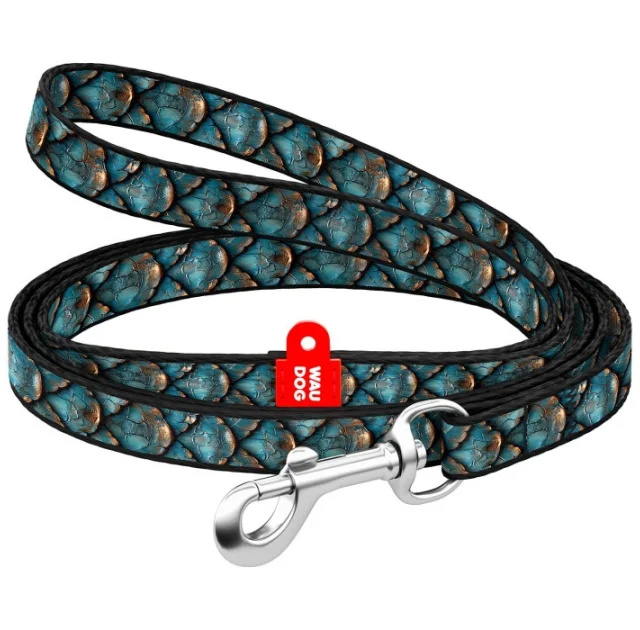 Поводок WAUDOG Nylon для кошек и мелких пород собак, рисунок "Чешуя", XS, 1 см, 1.22 м