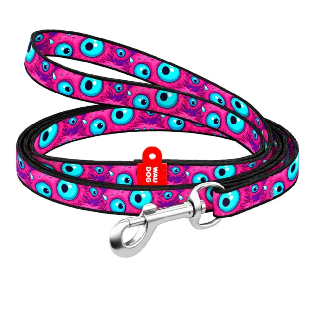 Поводок WAUDOG Nylon для кошек и мелких пород собак, рисунок "Глаз монстра", XS, 1 см, 1.22 м