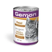 Влажный корм Gemon Cat Wet Adult для взрослых кошек, курица с индейкой, 415 г