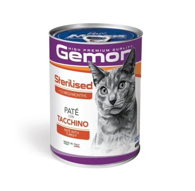 Влажный корм Gemon Cat Wet Sterilised для стерилизованных кошек, индейка, 400 г
